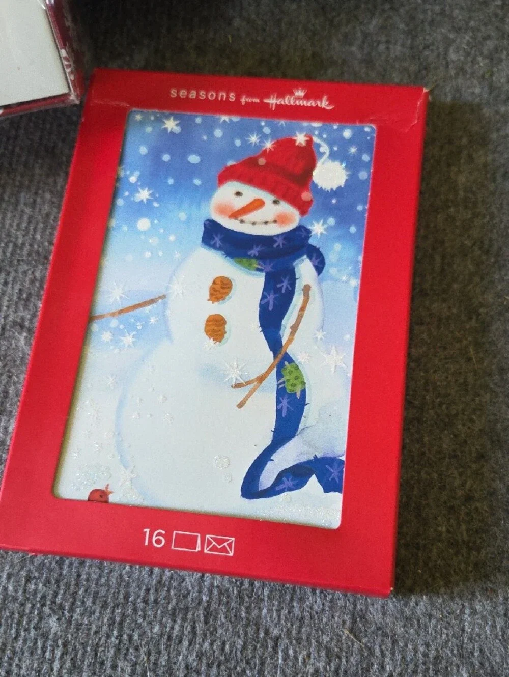 Hallmark Holiday Greeting Card Set - Snowman & Festive Scenes (Red)